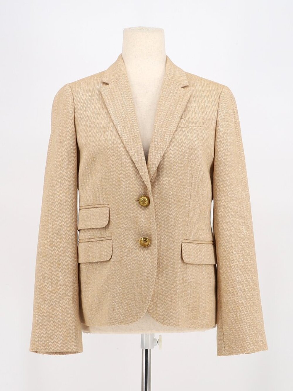 J. CREW Dalton Linen Blend Herringbone Tailored Blazer in Beige Size 4